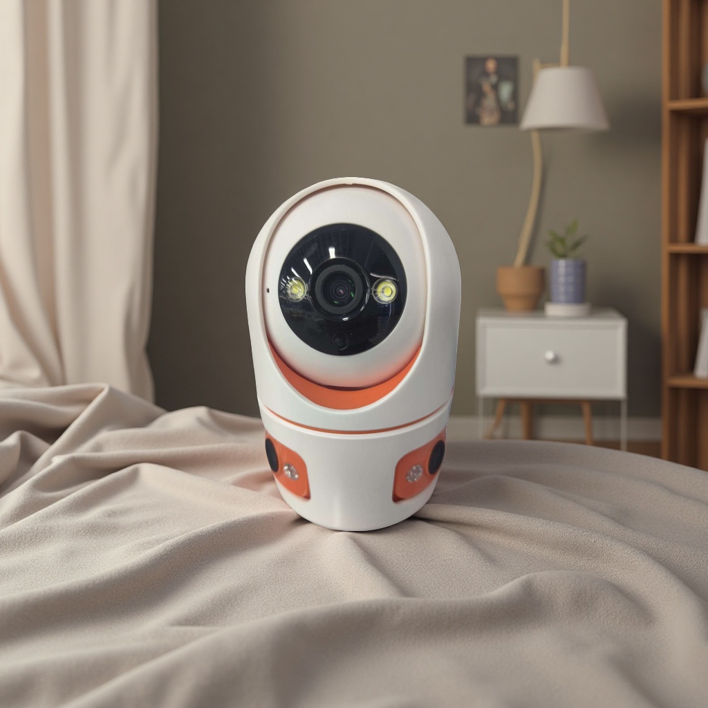 (Price to be negotiated) White spherical surveillance camera with orange decoration
