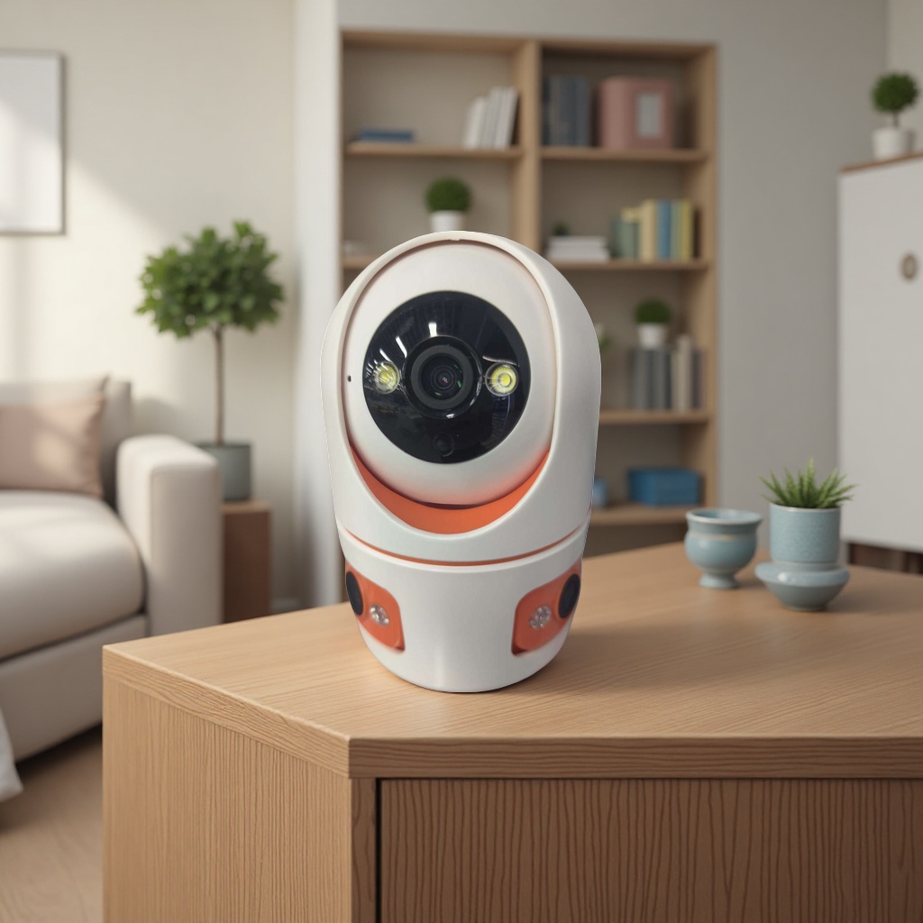 (Price to be negotiated) White spherical surveillance camera with orange decoration Application Scenario