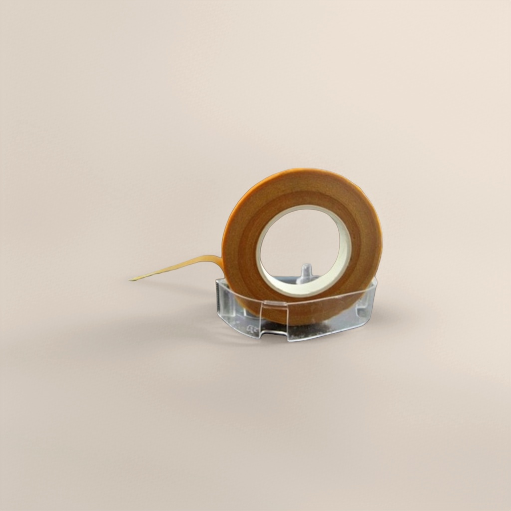 The orange tape roll has a width of 1.5cm and a length of 50 meters. It is highly adhesive, waterproof and wear-resistant Specification image