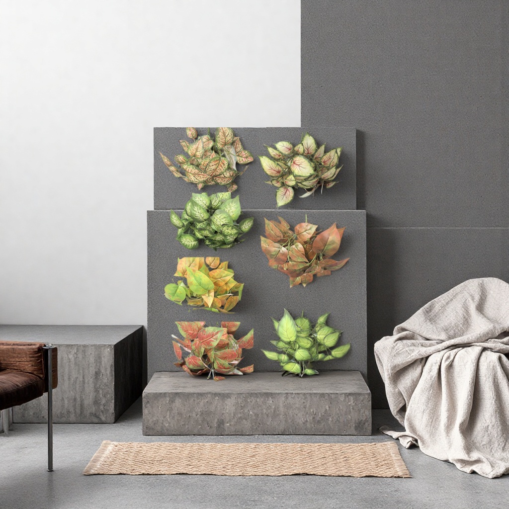 Colorful leaf plant decorations, indoor green plant ornaments, Nordic-style home decoration