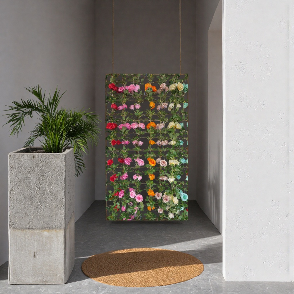Colorful artificial rose vines and artificial vine decorations for home gardening Application Scenario