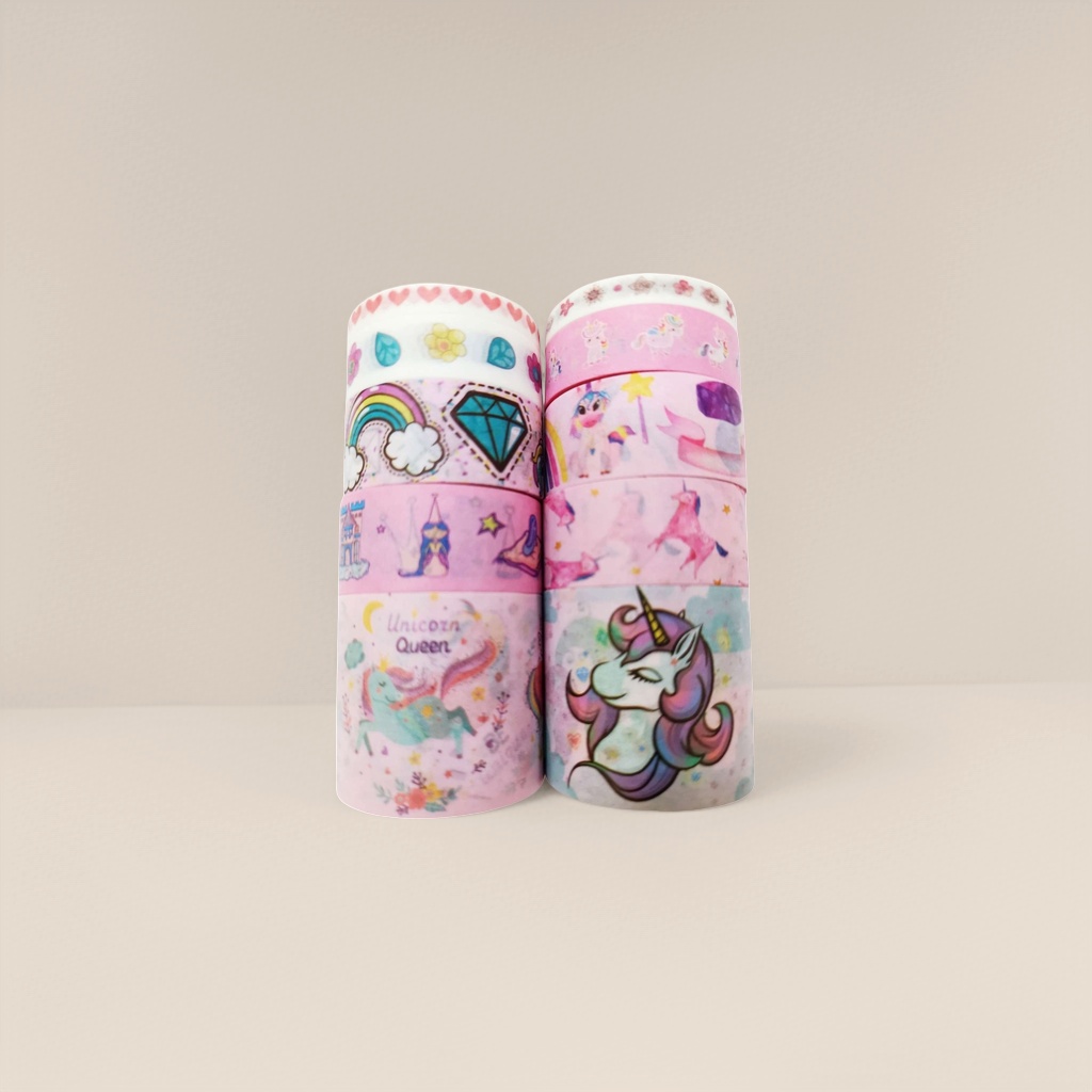 Pink unicorn-themed tape roll notebook decoration cute style creative stickers