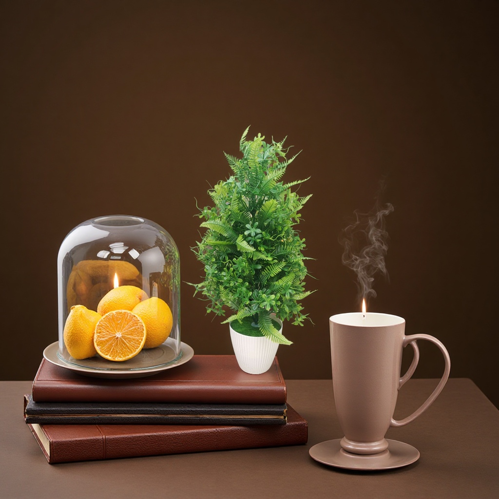 Green artificial plant potted plants for indoor decoration, living room and balcony ornaments, waterless realistic green plants details Picture
