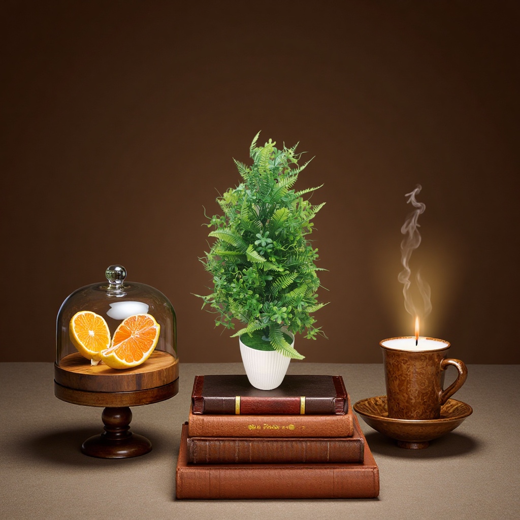Green artificial plant potted plants for indoor decoration, living room and balcony ornaments, waterless realistic green plants