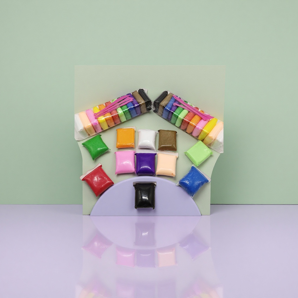 A 24-color set of soft and non-sticky colored plasticine for kindergarten art classes Application Scenario