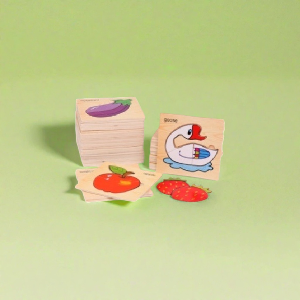 Wooden jigsaw puzzle toys, natural beech wood children's hands-on educational toys with rounded corners polished details Picture