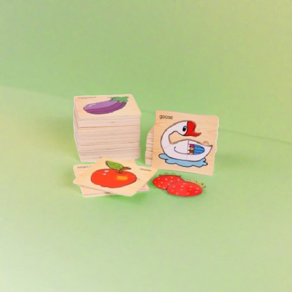 Wooden jigsaw puzzle toys, natural beech wood children's hands-on educational toys with rounded corners polished Specification image