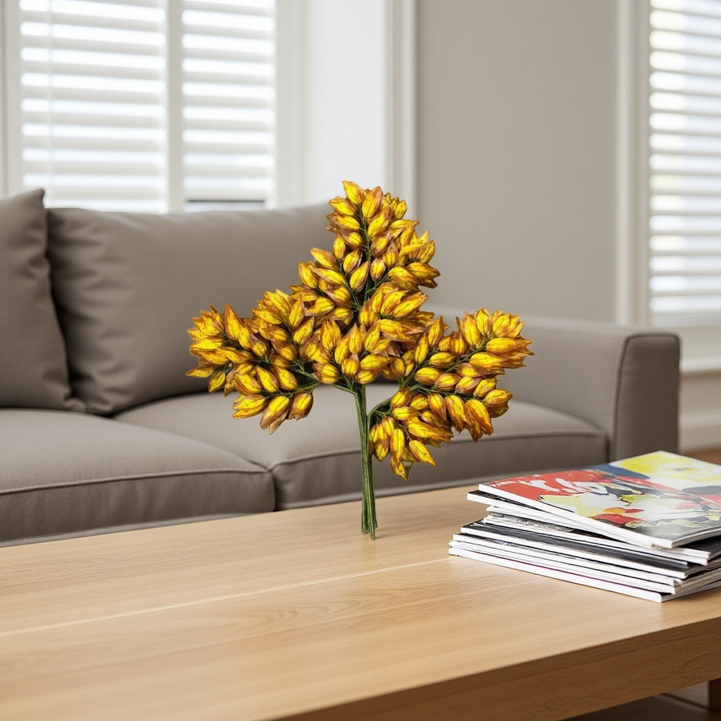 Yellow artificial flower bouquets, simulated fresh flowers, living room decorative items, home flower arrangements details Picture