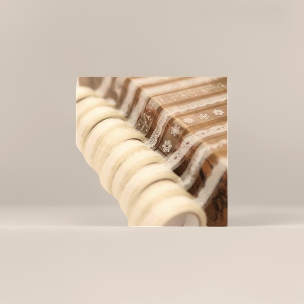 The off-white tape roll is set with packaging paper for hand-decorated sealing boxes details Picture