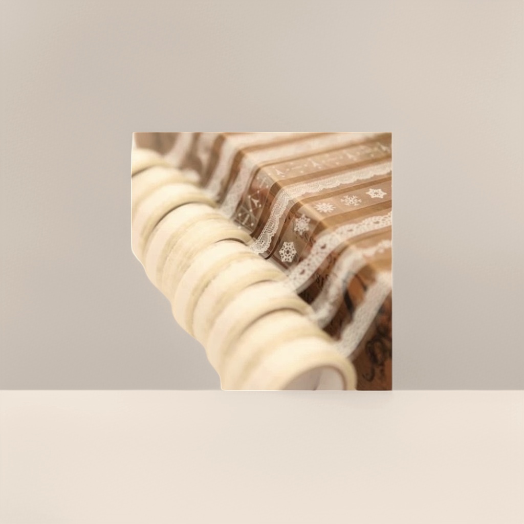 The off-white tape roll is set with packaging paper for hand-decorated sealing boxes Specification image