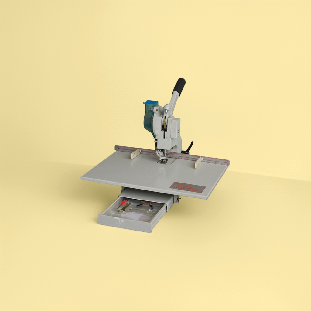 Grey manual punch machine, office stationery, document organization tool details Picture