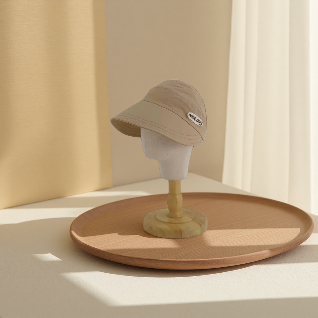 Beige sun-protective sun hat for women, breathable wide-brimmed summer outdoor sun hat details Picture