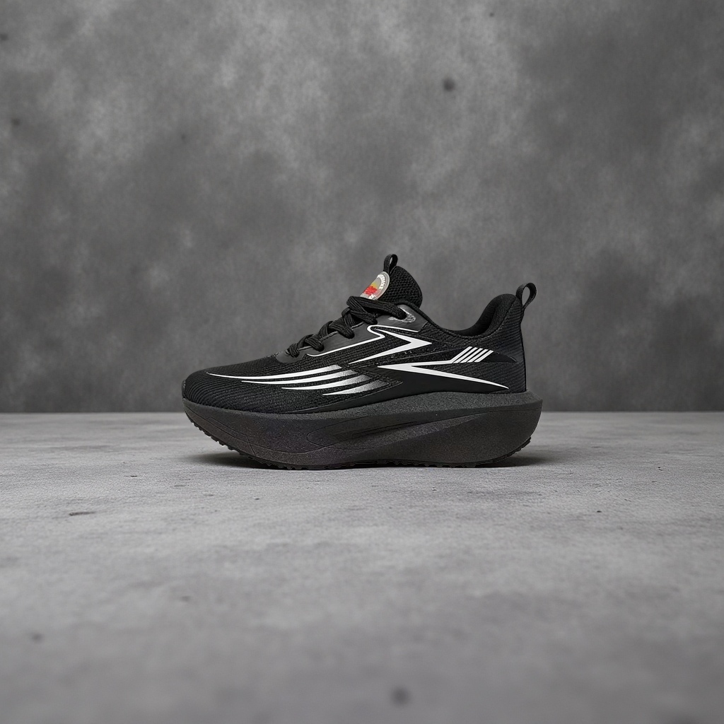 Black sports shoes for men, breathable, lightweight and shock-absorbing running shoes details Picture