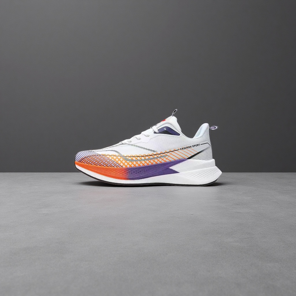 White, purple and orange gradient sports shoes, breathable, lightweight and shock-absorbing men's and women's casual running shoes Item Picture