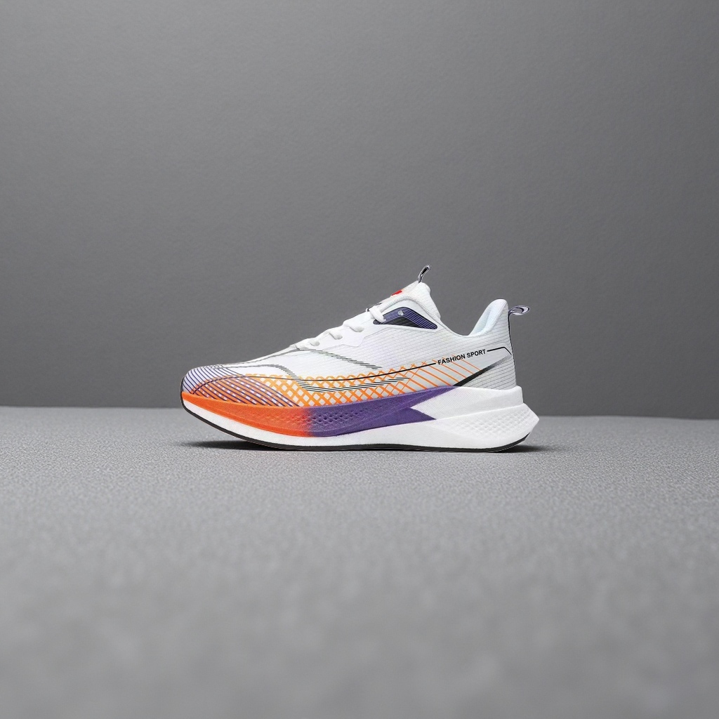 White, purple and orange gradient sports shoes, breathable, lightweight and shock-absorbing men's and women's casual running shoes details Picture