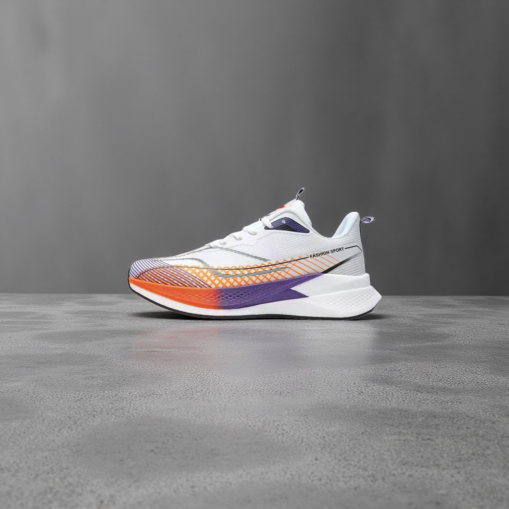 White, purple and orange gradient sports shoes, breathable, lightweight and shock-absorbing men's and women's casual running shoes Specification image