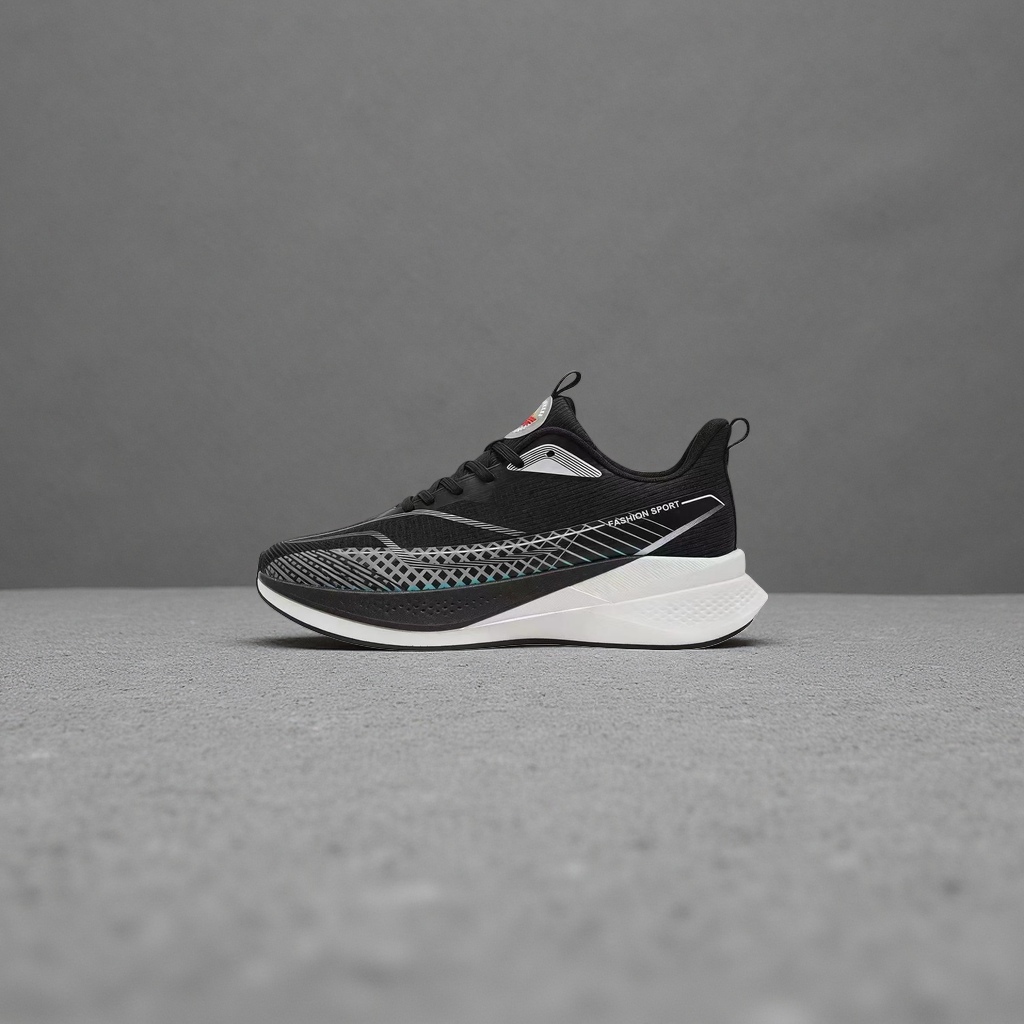 Black sports shoes for men, breathable, lightweight and shock-absorbing casual running shoes details Picture