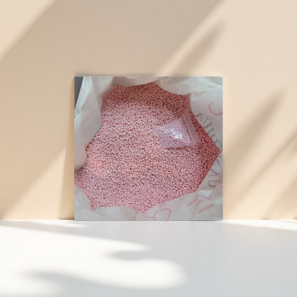 Pink granular plastic particles, universal injection molding raw material PP PE material, customizable color Application Scenario