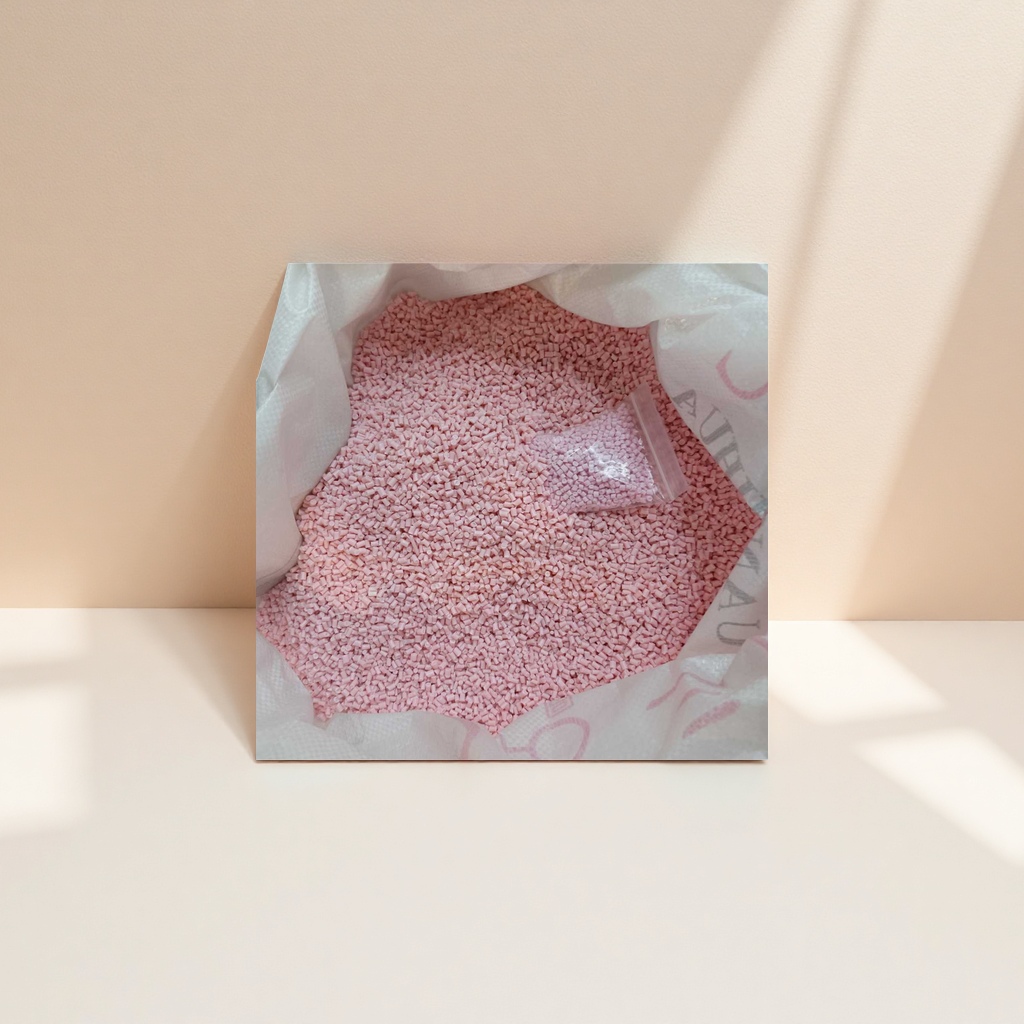 Pink granular plastic particles, universal injection molding raw material PP PE material, customizable color Specification image