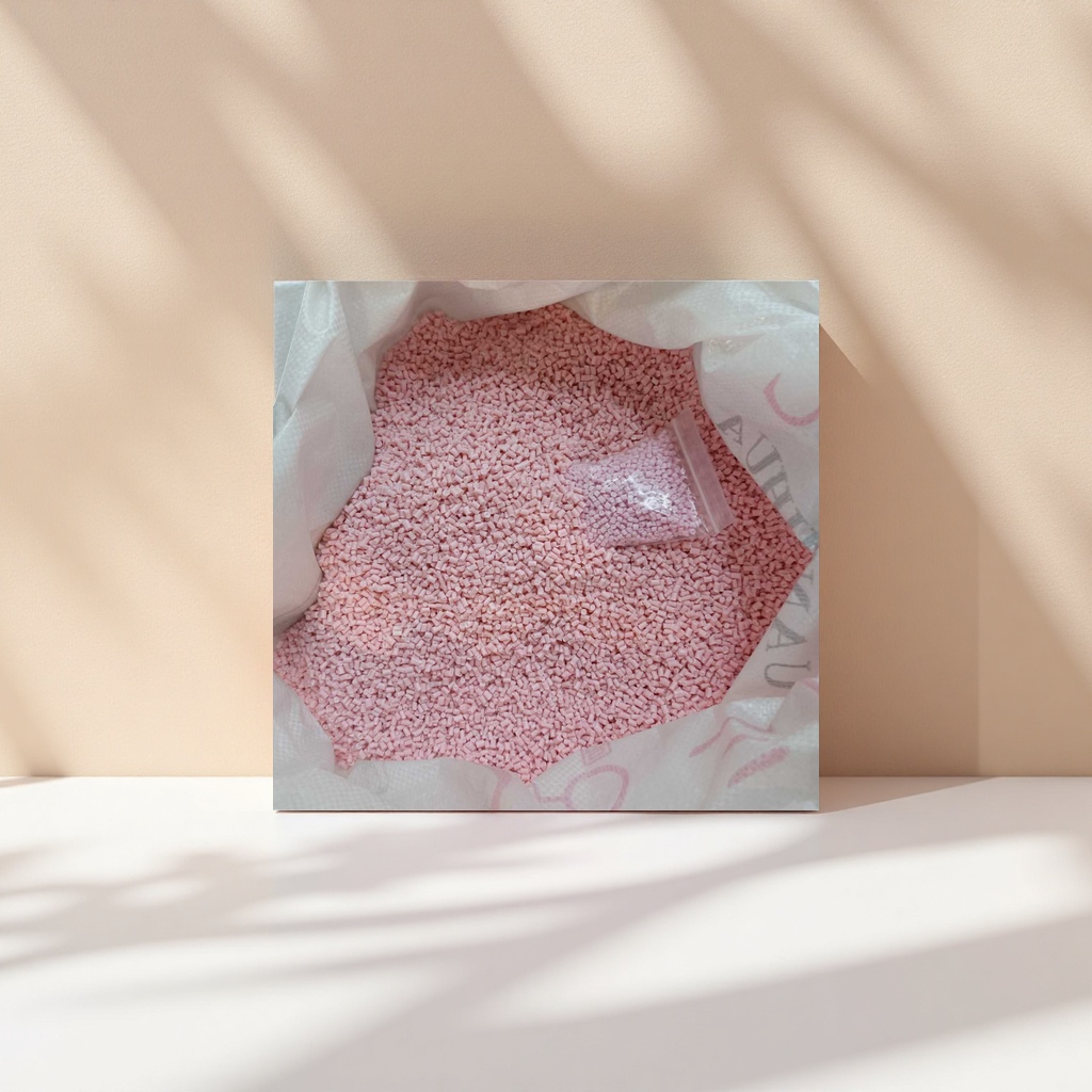 Pink granular plastic particles, universal injection molding raw material PP PE material, customizable color details Picture