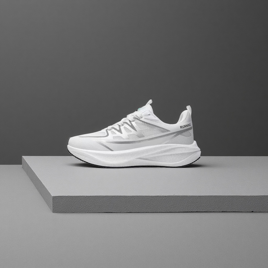 White running shoes for men and women, lightweight, breathable and shock-absorbing sports shoes Item Picture