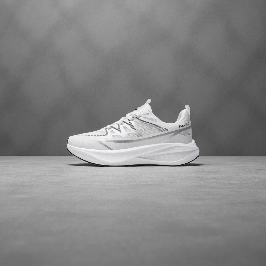 White running shoes for men and women, lightweight, breathable and shock-absorbing sports shoes details Picture