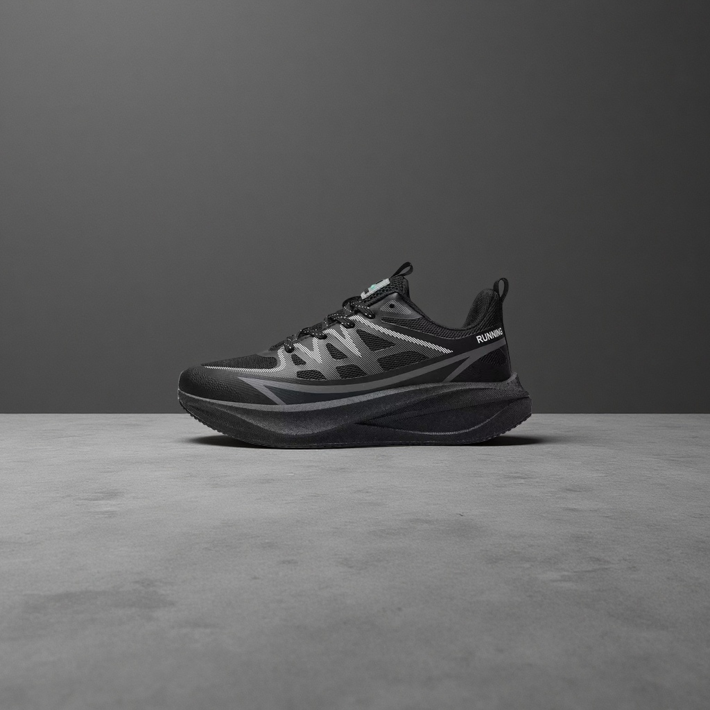 Black lightweight cushioning running shoes for both men and women, suitable for both sports and casual wear Item Picture