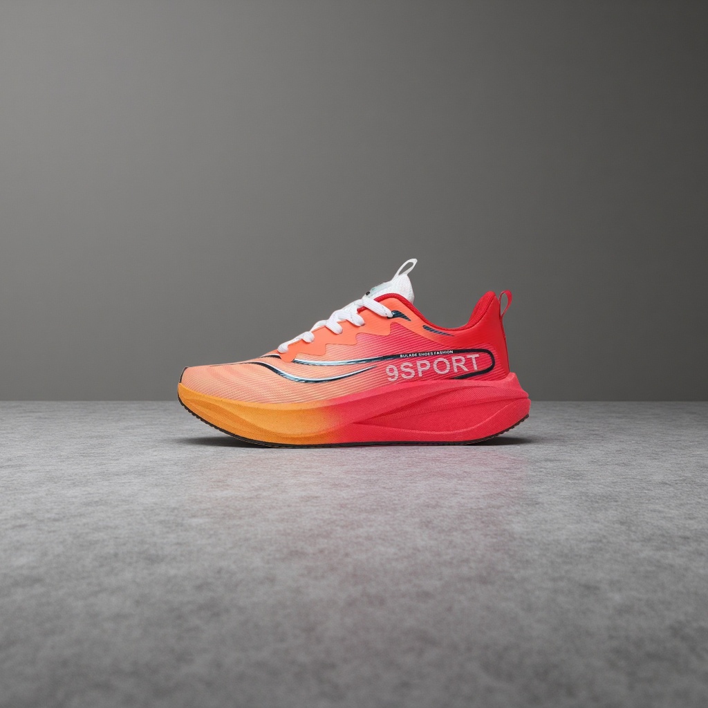 Orange-red gradient color sports shoes for both men and women, breathable and shock-absorbing running shoes Specification image
