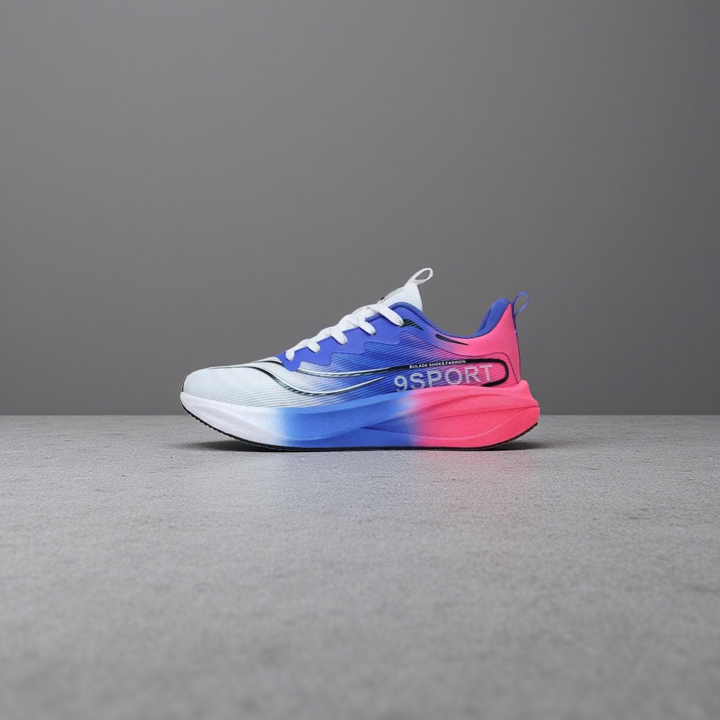 Blue and pink gradient color sports shoes, breathable, shock-absorbing and lightweight men's and women's casual running shoes details Picture