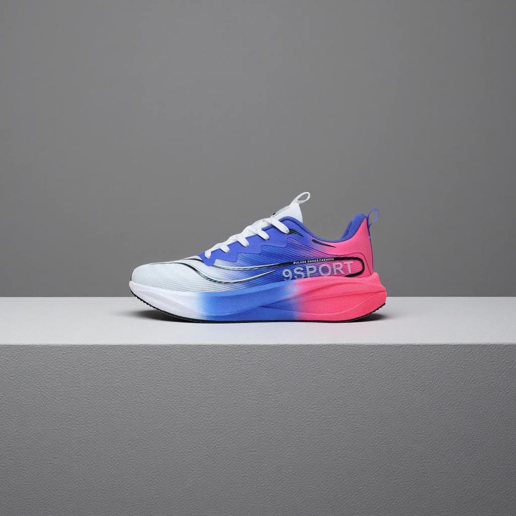 Blue and pink gradient color sports shoes, breathable, shock-absorbing and lightweight men's and women's casual running shoes Specification image
