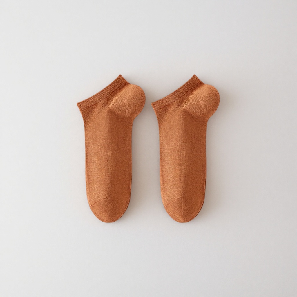 Brown pure cotton short socks for both men and women, sweat-absorbing and breathable sports and casual wear Specification image