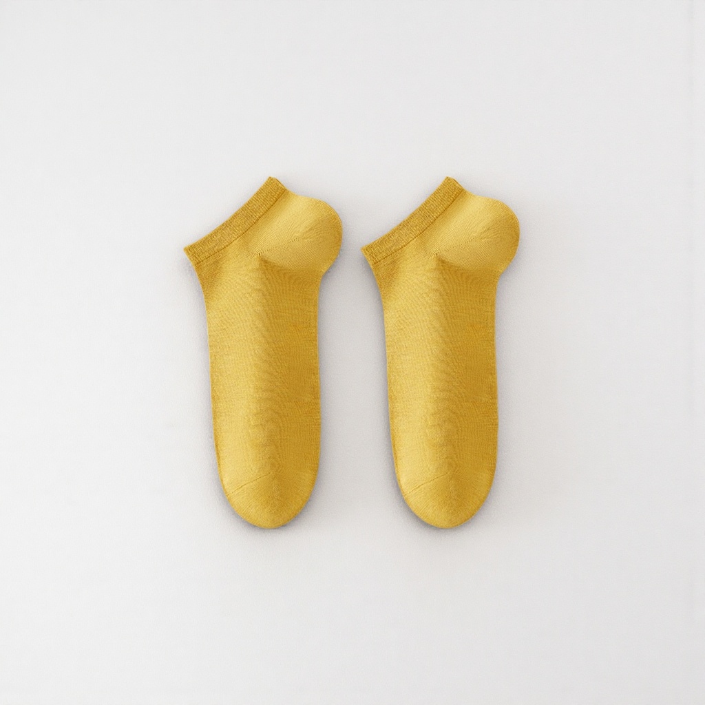 Yellow cotton ammonia short socks for both men and women, moisture-absorbing and quick-drying mid-calf sports socks Specification image