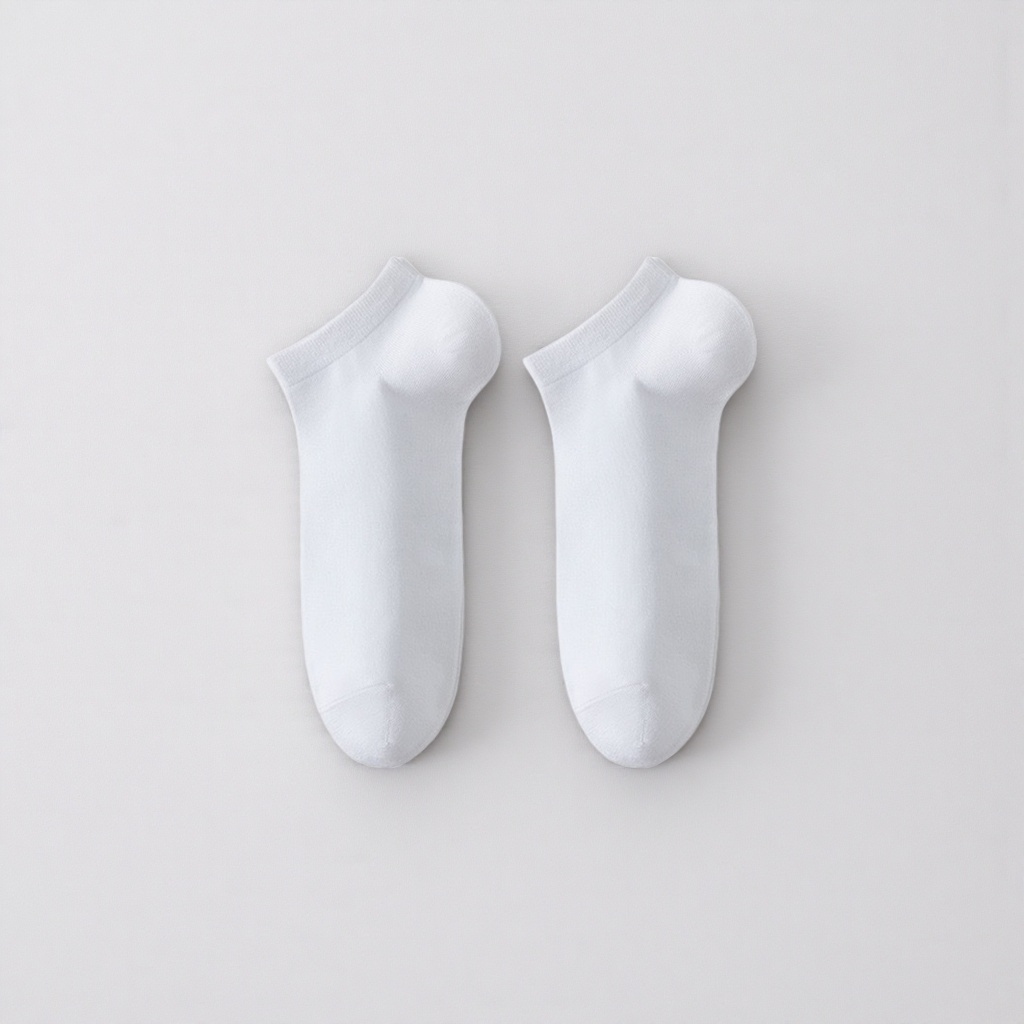 White short socks made of pure cotton, sweat-absorbing and breathable, suitable for both men and women, a basic and versatile daily outfit details Picture
