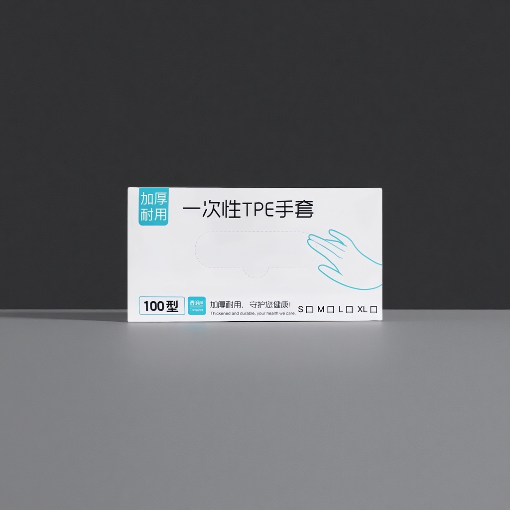 白色包装盒一次性TPE手套食品级防滑耐磨无粉
