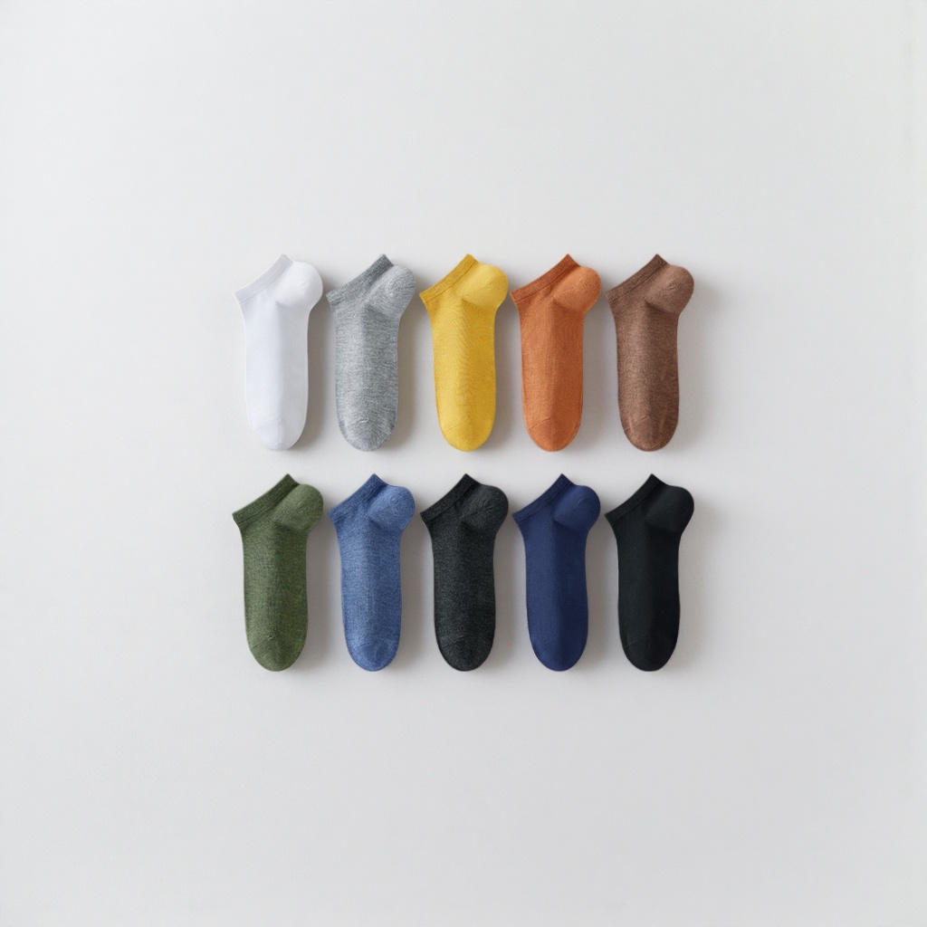 Five pairs of colorful short socks made of pure cotton, sweat-absorbing and breathable, for both men and women details Picture