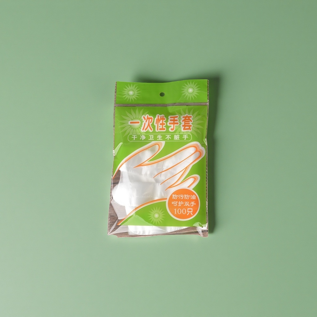绿色包装袋内的一次性手套细节图
