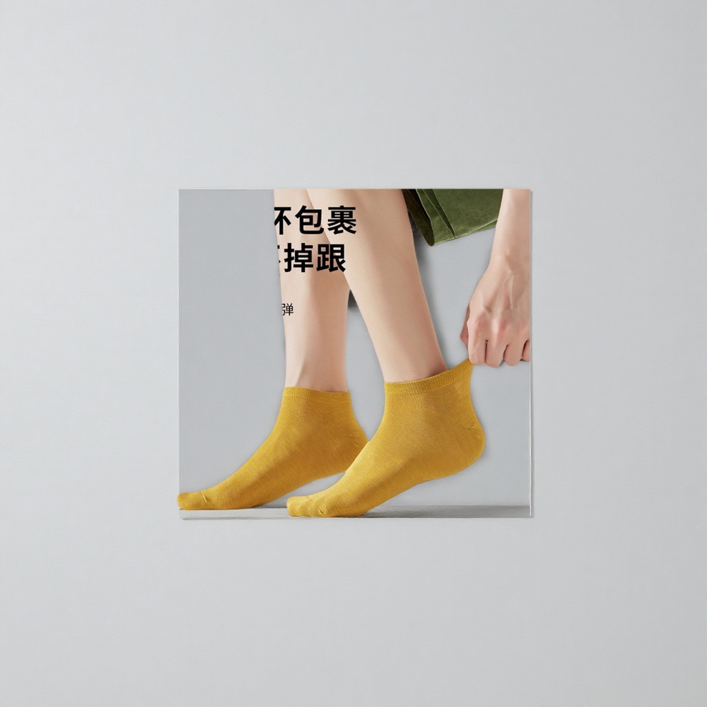 Yellow short socks are comfortable and breathable for the feet. Made of pure cotton and sweat-absorbing, they are suitable for both men and women in sports and casual wear Application Scenario
