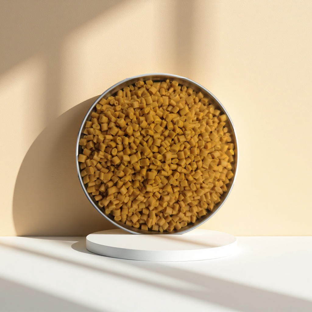 Yellow granular plastic particles, general engineering plastic raw materials, PP PE plastic particles, industrial grade details Picture