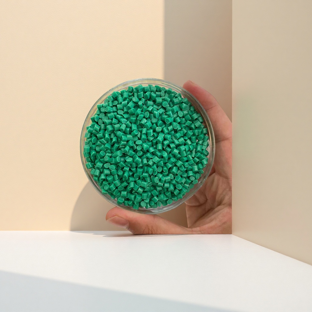 Green plastic pellets, environmentally friendly grade PP polypropylene pellets, 25kg for industrial use Specification image