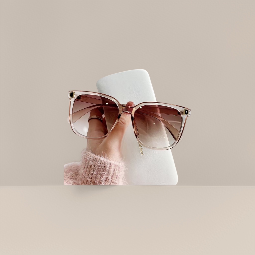 Transparent frame brown gradient lens sunglasses, fashionable UV-resistant polarized sunglasses