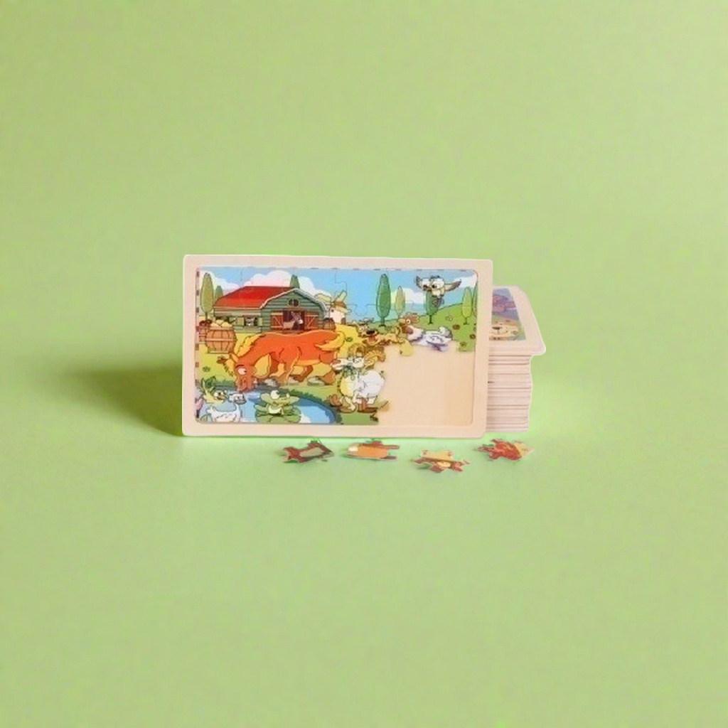 Colorful jigsaw puzzle board with farm animal patterns, a double-sided erasable early education and enlightenment toy Specification image