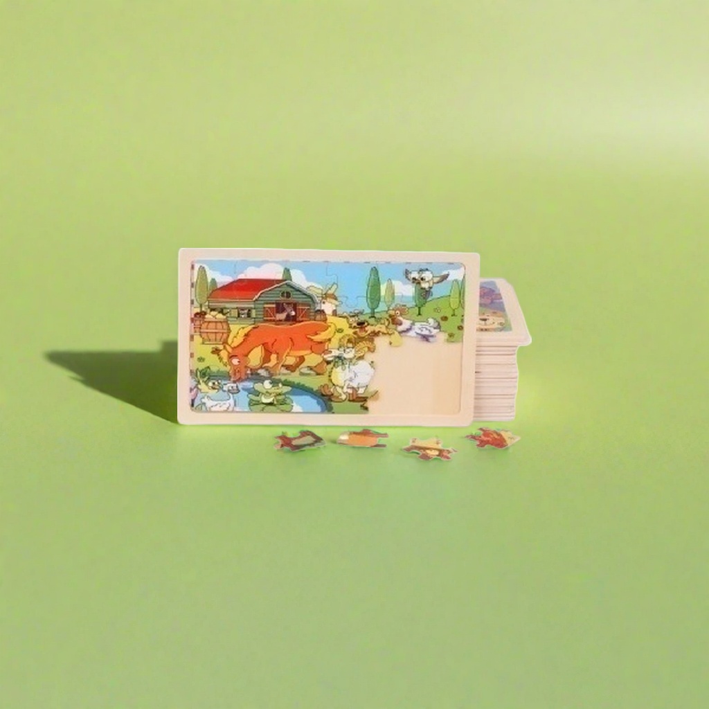 Colorful jigsaw puzzle board with farm animal patterns, a double-sided erasable early education and enlightenment toy details Picture