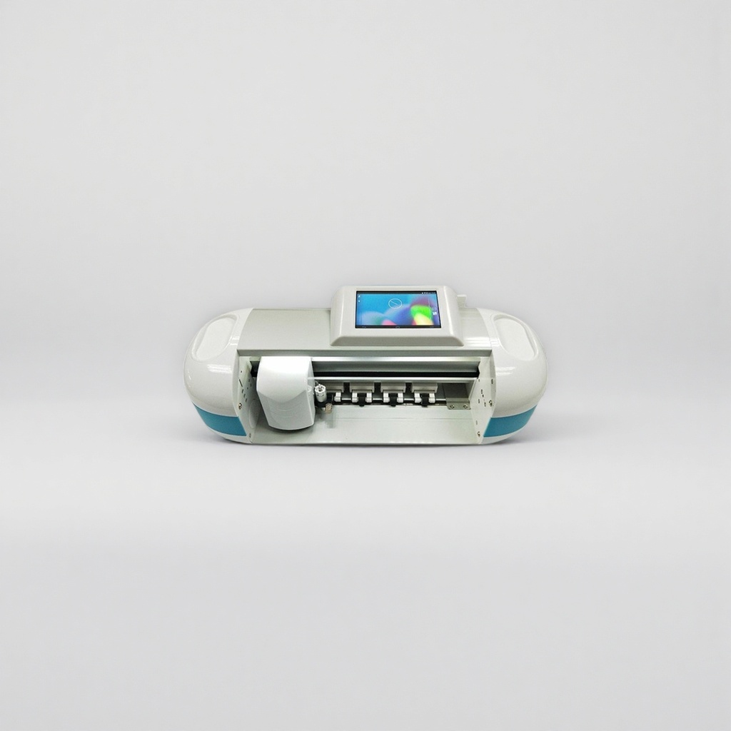 White with blue stripes cutting machine, electric Angle grinder, handheld metal and wood cutting tool details Picture