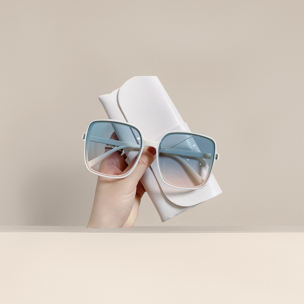 白色框渐变蓝粉镜片太阳镜细节图