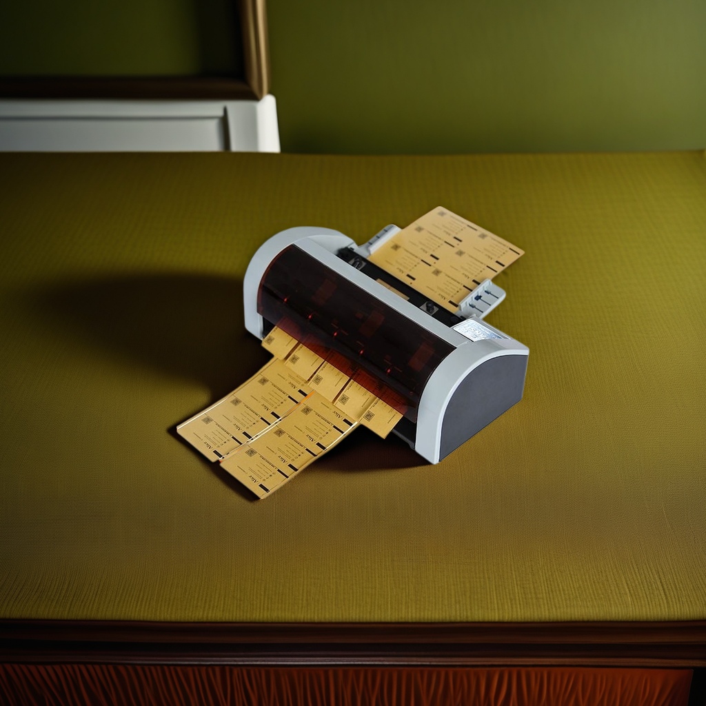 The grey printer is printing yellow label paper compatible with thermal label printers Application Scenario