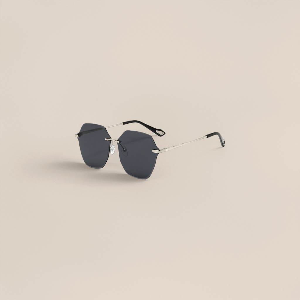 Silver and black polygonal sunglasses, fashionable UV-resistant polarized sunglasses Specification image