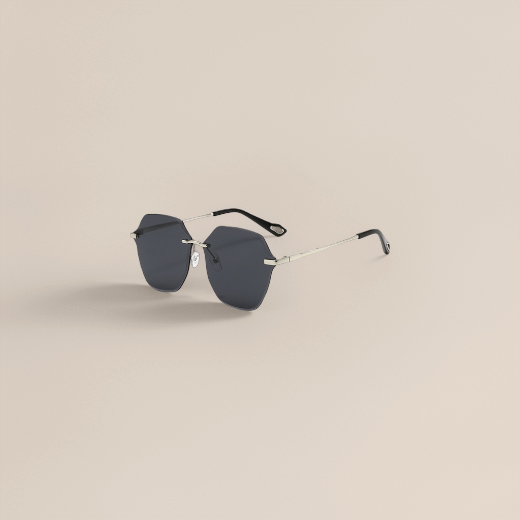 Silver and black polygonal sunglasses, fashionable UV-resistant polarized sunglasses Application Scenario