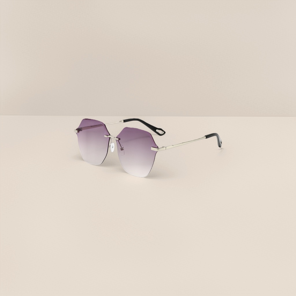 Purple gradient lens frameless sunglasses are fashionable, lightweight and UV-resistant Specification image