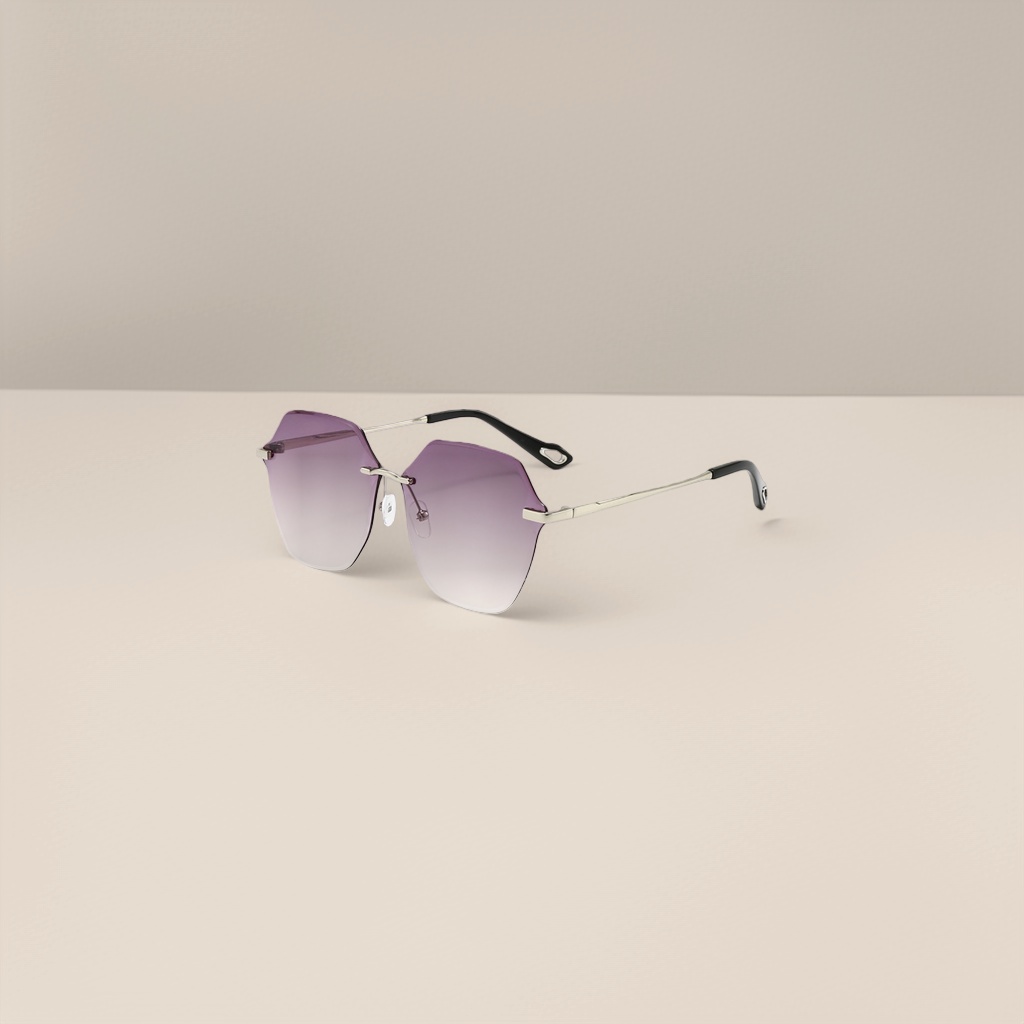 Purple gradient lens frameless sunglasses are fashionable, lightweight and UV-resistant details Picture