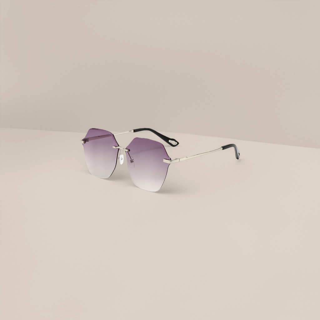 Purple gradient lens frameless sunglasses are fashionable, lightweight and UV-resistant Application Scenario